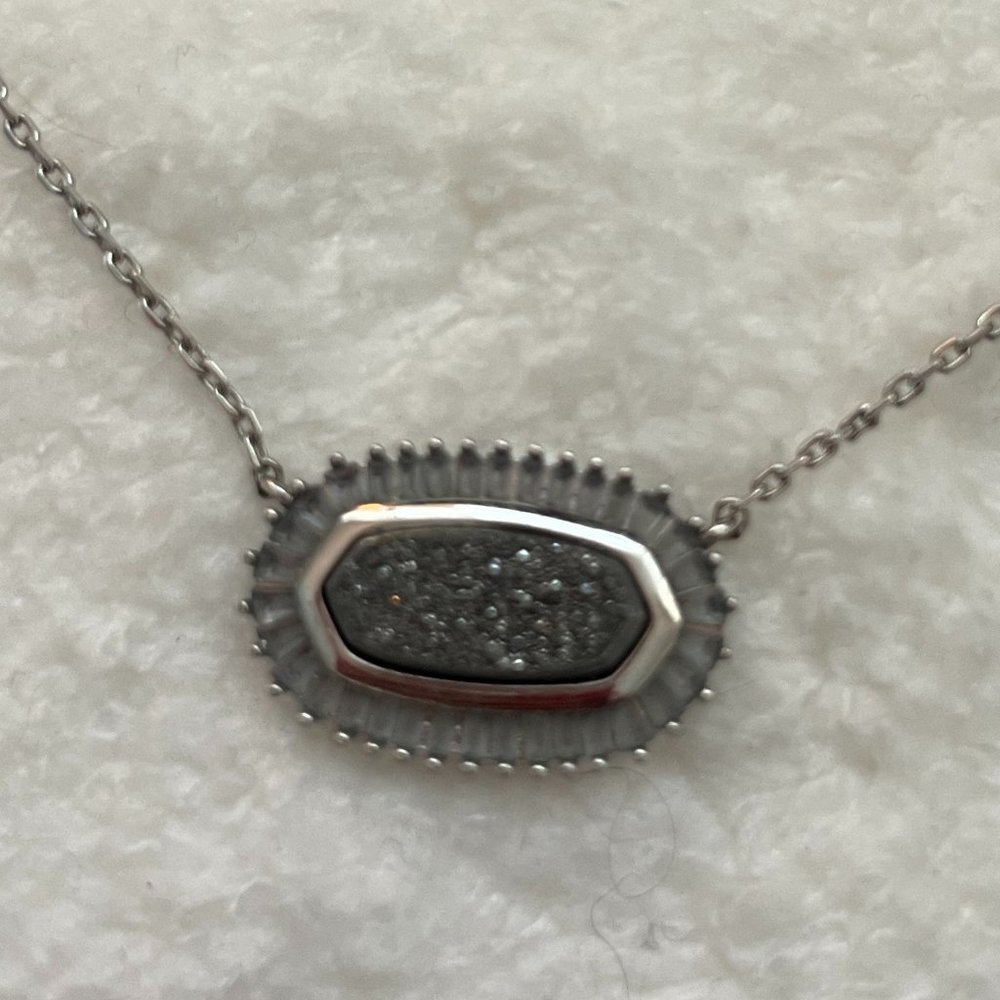 Kendra Scott Baguette Elisa Necklace Platinum-Tone Drusy